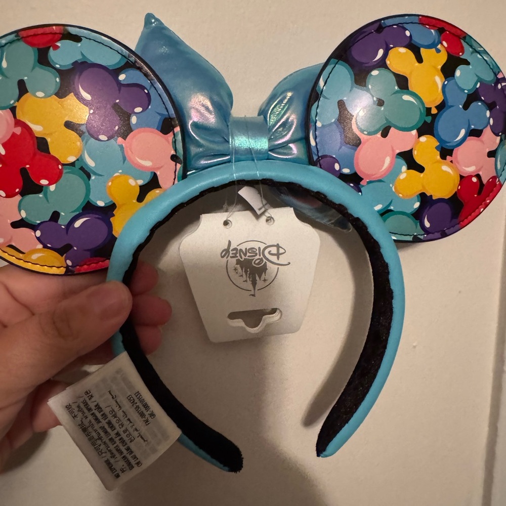 Colorful Mickey Mouse Ears Headband with Blue Bow - Picture 2 of 2
